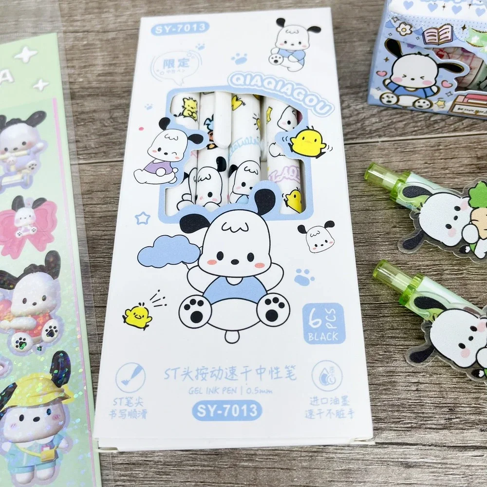 Pochacco Sanrio Stationery Set Wallet Pens Stickers Washi Tape Keychain Bundle